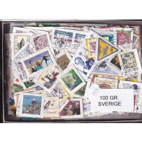 Sverige 100 g. T�t enkeltklip, mange m�rker.