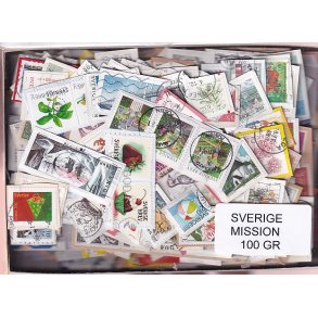 Sverige Mission - 100 g. T�t enkeltklip, mange m�rker.