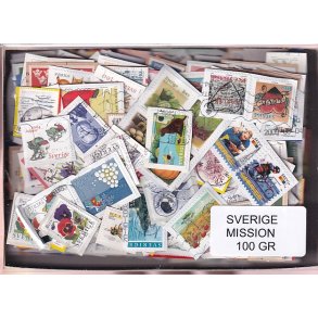 Sverige Mission - 100 g. T�t enkeltklip, mange m�rker.