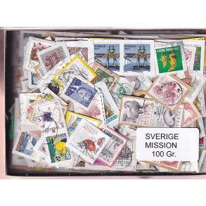 Sverige Mission - 100 g. T�t enkeltklip, mange m�rker.