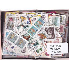 Sverige Mission - 100 g. T�t enkeltklip, mange m�rker.