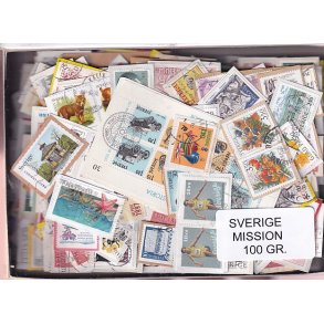 Sverige Mission - 100 g. T�t enkeltklip, mange m�rker.