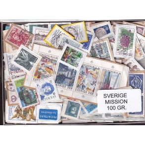 Sverige Mission - 100 g. T�t enkeltklip, mange m�rker.