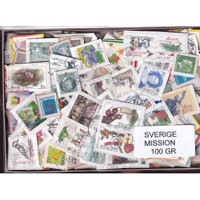 Sverige Mission - 100 g. T�t enkeltklip, mange m�rker.