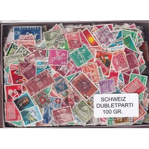 Schweiz Dubletparti - 100 gram afvaskede frimrker.