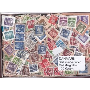 Danmark 100 g. sm� m�rker UDEN r�d Margrethe.