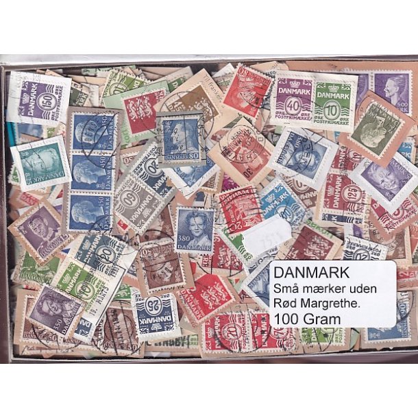 Danmark 100 g. sm� m�rker UDEN r�d Margrethe.