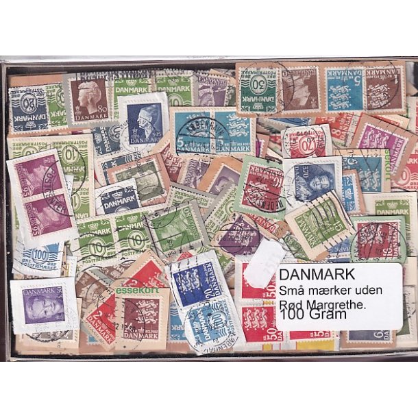 Danmark 100 g. sm� m�rker Uden r�d Margrethe.