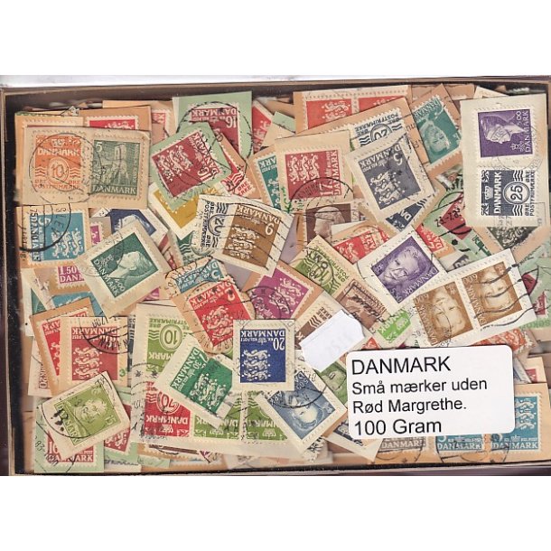 Danmark 100 g. sm� m�rker Uden r�d Margrethe.