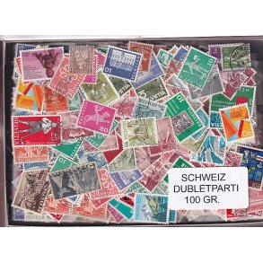 Schweiz Dubletparti - 100 gram afvaskede frimrker.