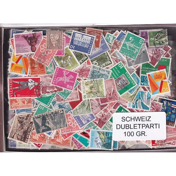 Schweiz Dubletparti - 100 gram afvaskede frimrker.