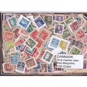 Danmark 100 g. sm� m�rker UDEN r�d Margrethe.