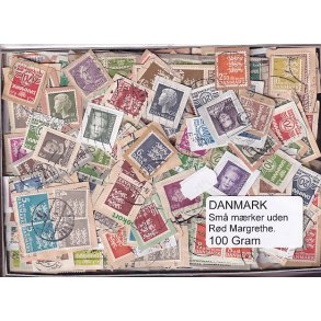 Danmark 100 g. sm� m�rker UDEN r�d Margrethe.