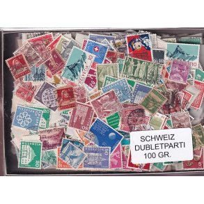 Schweiz Dubletparti - 100 gram afvaskede frimrker.