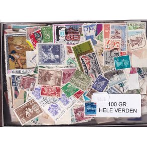 Hele Verden - Dubletparti 100 gram afvaskede frimrker