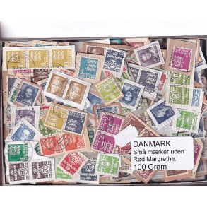 Danmark 100 g. sm� m�rker UDEN r�d Margrethe.
