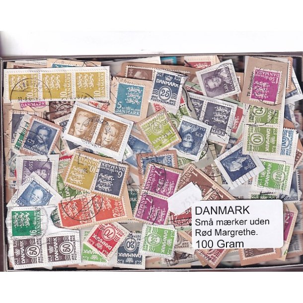 Danmark 100 g. sm� m�rker UDEN r�d Margrethe.