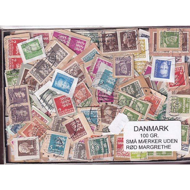 Danmark 100 g. sm� m�rker UDEN r�d Margrethe.
