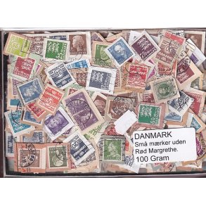 Danmark 100 g. sm� m�rker UDEN r�d Margrethe.