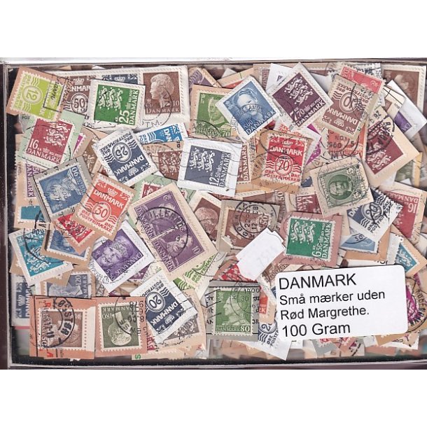 Danmark 100 g. sm� m�rker UDEN r�d Margrethe.