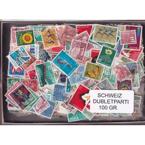 Schweiz Dubletparti - 100 gram afvaskede frimrker.