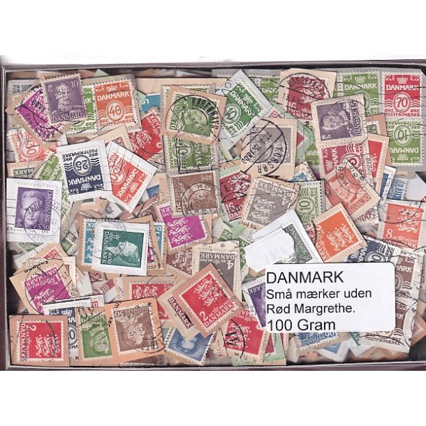 Danmark 100 g. sm� m�rker UDEN r�d Margrethe.