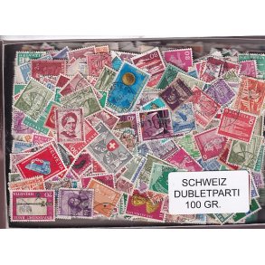 Schweiz Dubletparti - 100 gram afvaskede frimrker.