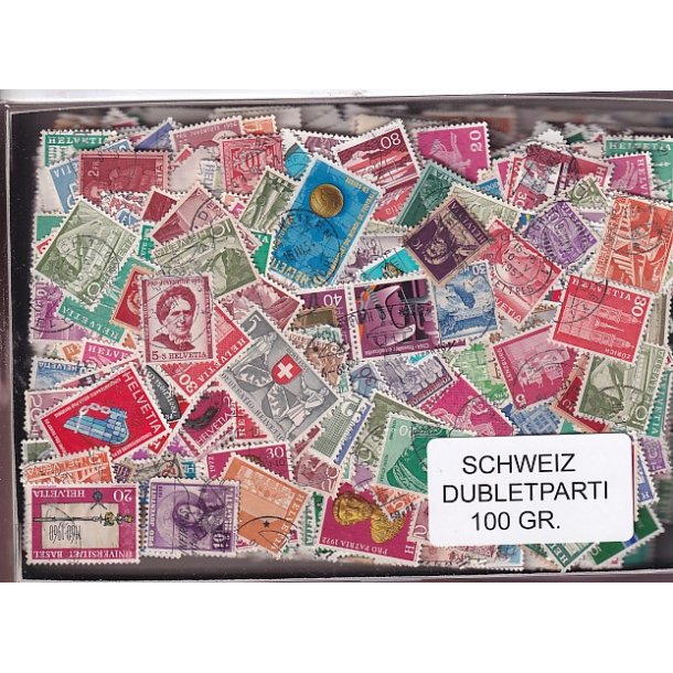 Schweiz Dubletparti - 100 gram afvaskede frimrker.