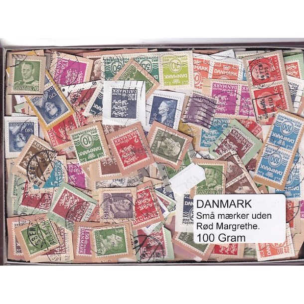Danmark 100 g. sm� m�rker UDEN r�d Margrethe.