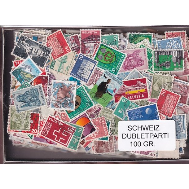 Schweiz Dubletparti - 100 gram afvaskede frimrker.