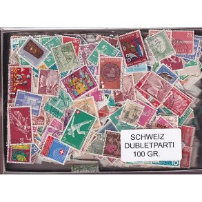 Schweiz Dubletparti - 100 gram afvaskede frimrker.