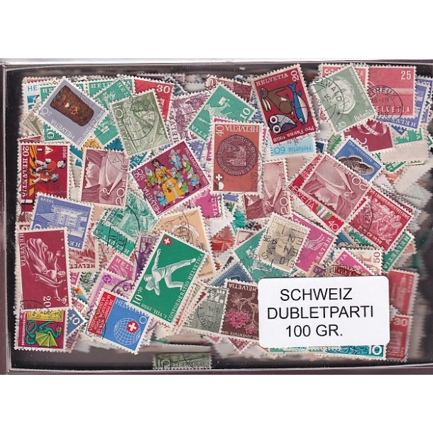 Schweiz Dubletparti - 100 gram afvaskede frimrker.