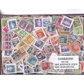 Danmark 100 g. sm� m�rker UDEN r�d Margrethe.