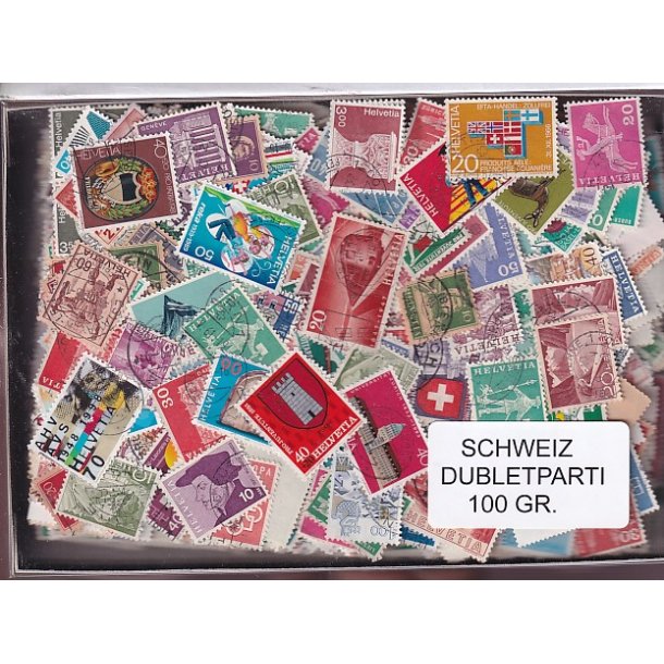 Schweiz Dubletparti - 100 gram afvaskede frimrker.