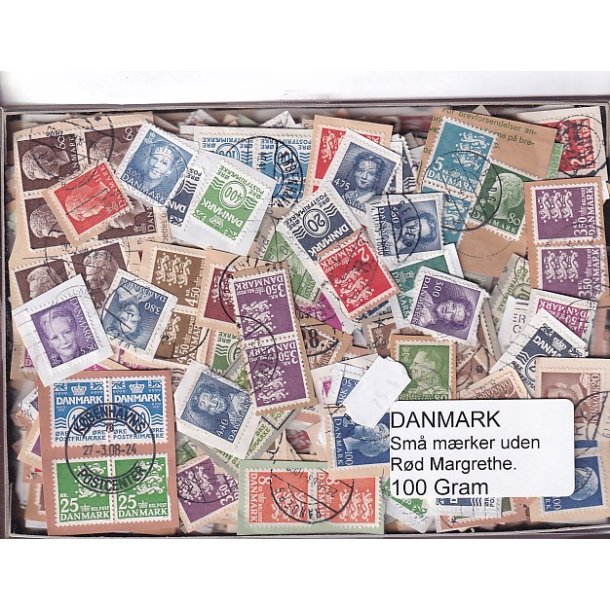Danmark 100 g. sm� m�rker UDEN r�d Margrethe.