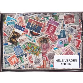 Hele Verden - Dubletparti 100 gram afvaskede frimrker