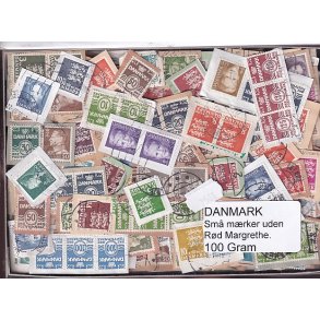 Danmark 100 g. sm� m�rker Uden r�d Margrethe.