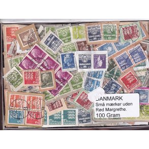 Danmark 100 g. sm� m�rker Uden r�d Margrethe.