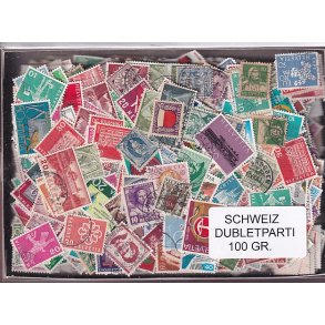 Schweiz Dubletparti - 100 gram afvaskede frimrker.