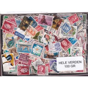 Hele Verden - Dubletparti 100 gram afvaskede frimrker