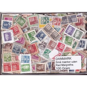 Danmark 100 g. sm� m�rker Uden r�d Margrethe.