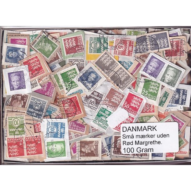 Danmark 100 g. sm� m�rker Uden r�d Margrethe.