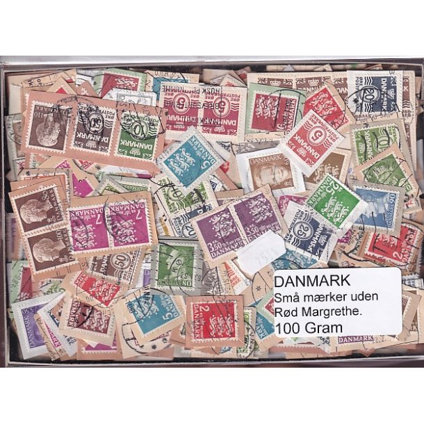 Danmark 100 g. sm� m�rker Uden r�d Margrethe.