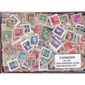 Danmark 100 g. sm� m�rker Uden r�d Margrethe.