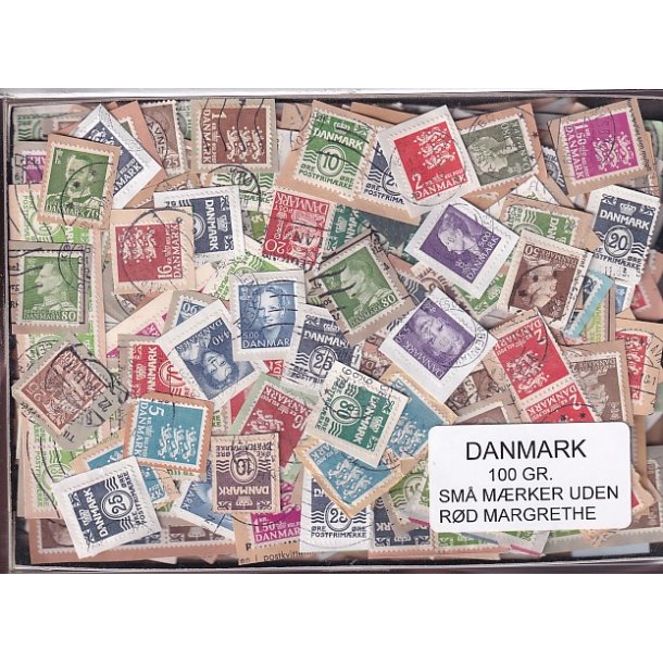 Danmark 100 g. sm� m�rker Uden r�d Margrethe.
