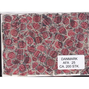 Danmark 200 stk Afa 25 Stemplet/ustemplet.