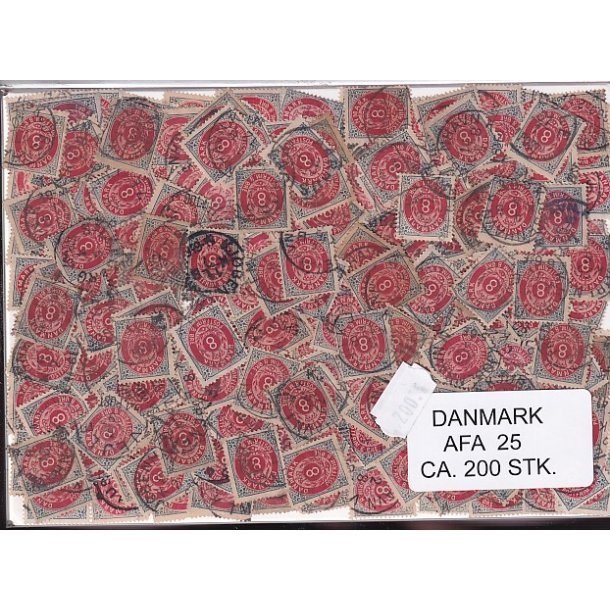 Danmark 200 stk Afa 25 Stemplet/ustemplet.