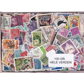 Hele Verden - Dubletparti 100 gram afvaskede frimrker