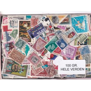 Hele Verden - Dubletparti 100 gram afvaskede frimrker