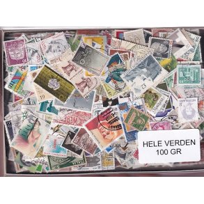 Hele Verden - Dubletparti 100 gram afvaskede frimrker